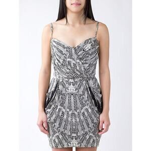 Mara Hoffman Mini Dress Size 4 Silk Feather Print Tassel Pocket Boho Chic